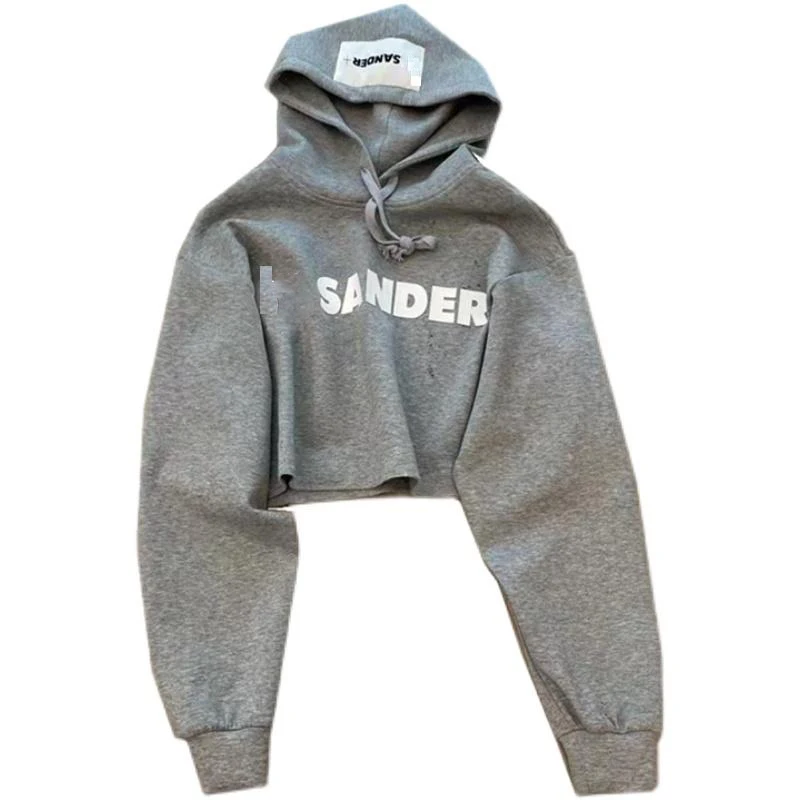 

Модные дизайнерские брендовые минималистичные женские толстовки Jil Sander с буквенным принтом, хлопковые пупки с широкой талией для пары