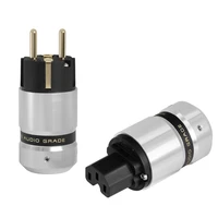 new high end iec female connector 24k gold plated eur schuko male power plug for diy power cable