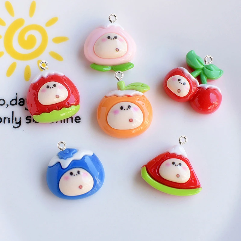 

10 шт. милые Подвески из смолы в виде фруктов, детские заколки для волос, украшения, очаровательные детали для изготовления одежды, ювелирных изделий, браслет, брелок, модное кольцо