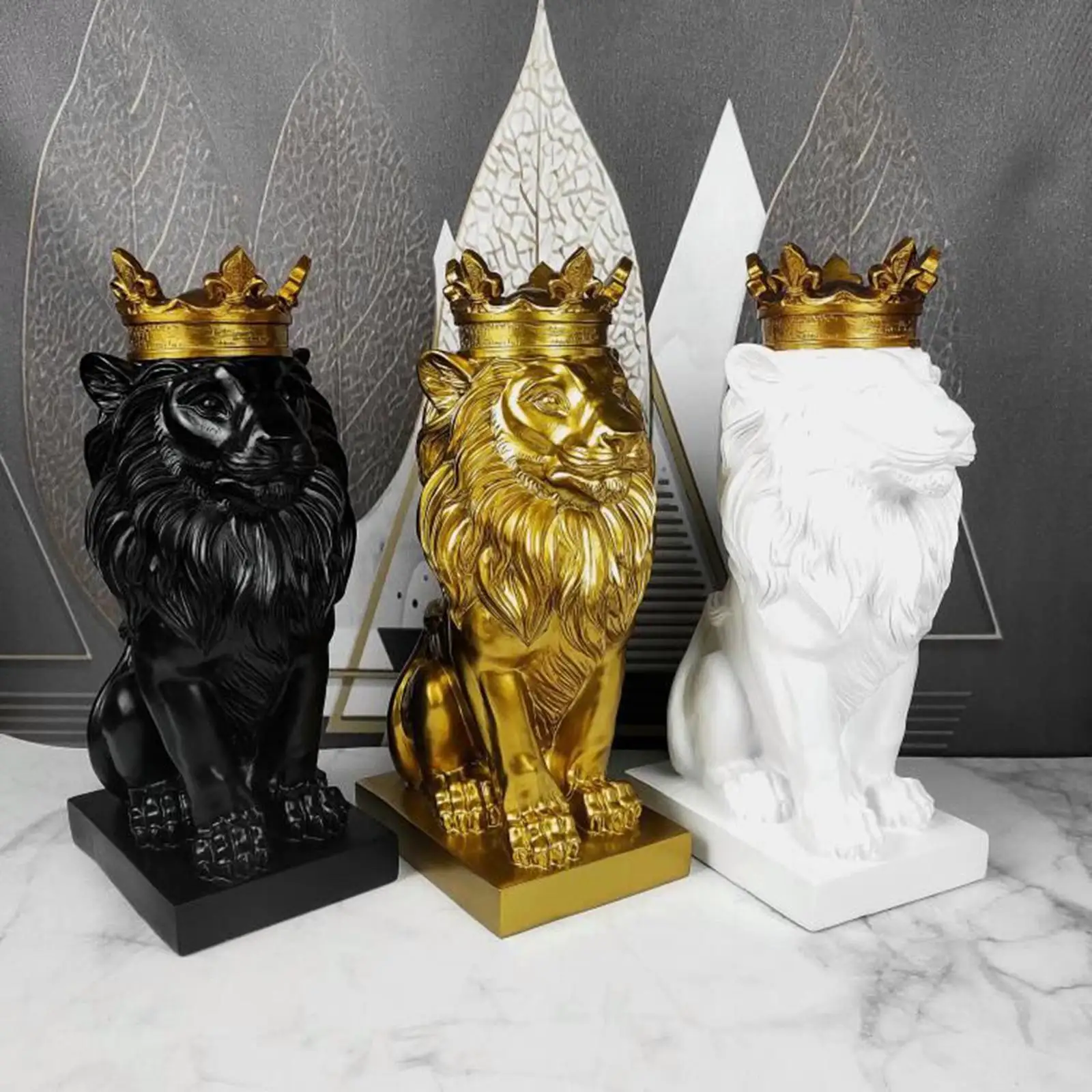 

cellphotouk European Style Lion Head Statue Animal Figurine Collectible for