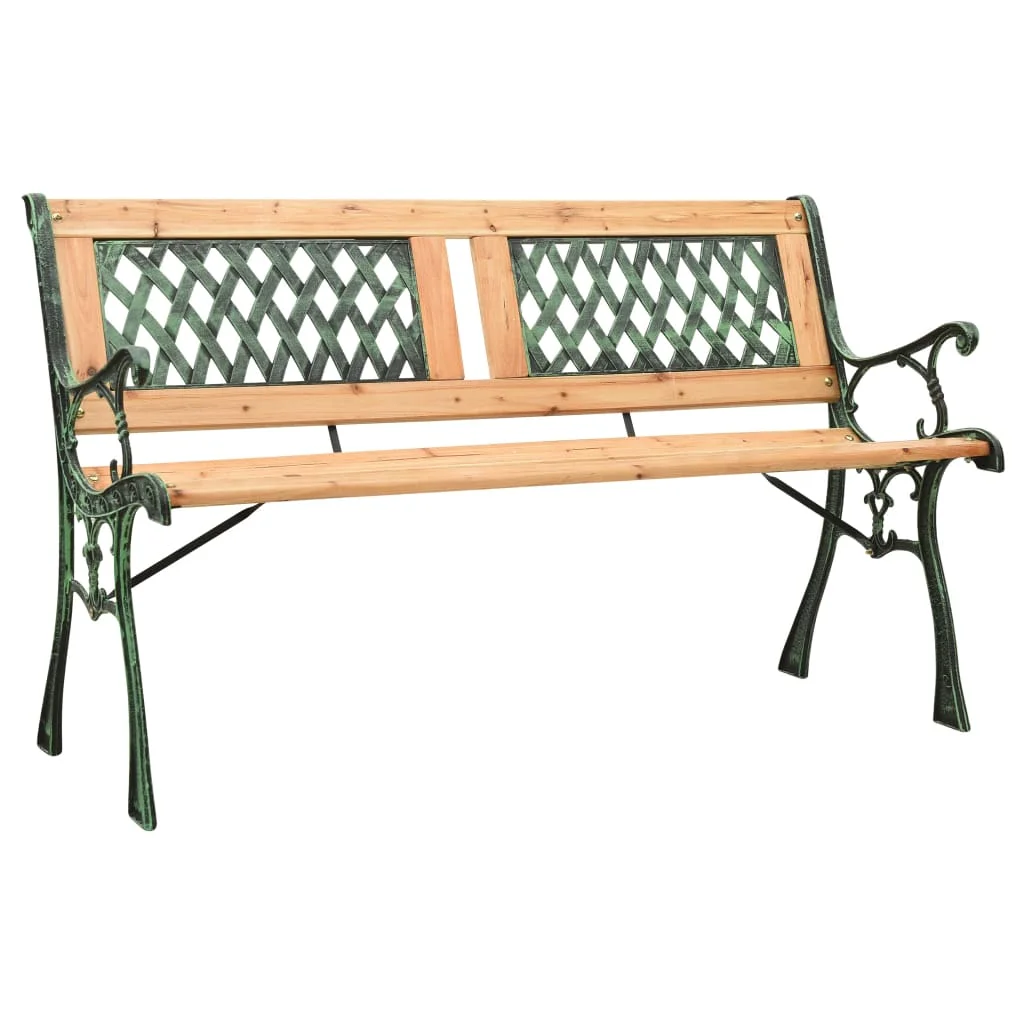 

Garden Patio Bench, Outdoor Seating, 122 cm Cast Iron and Solid Firwood