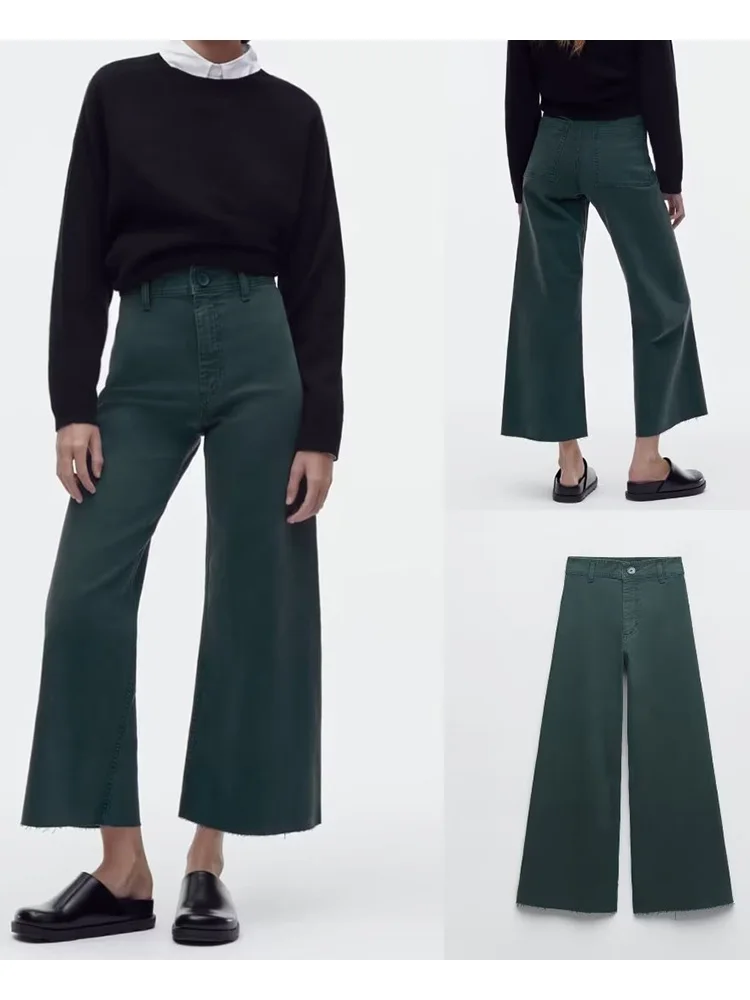 

Новые женские модные облегающие свободные джинсы с высокой посадкой, накладные карманы, задний Необработанный подол, застежка-молния и пуговицы спереди