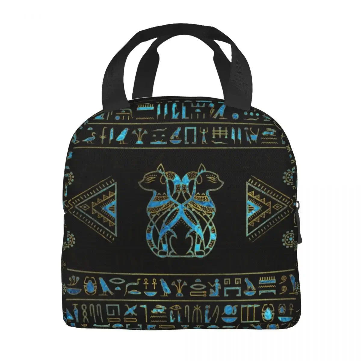 Египетский Египет Бастет Кот Золотая изолированная сумка для обеда работы в