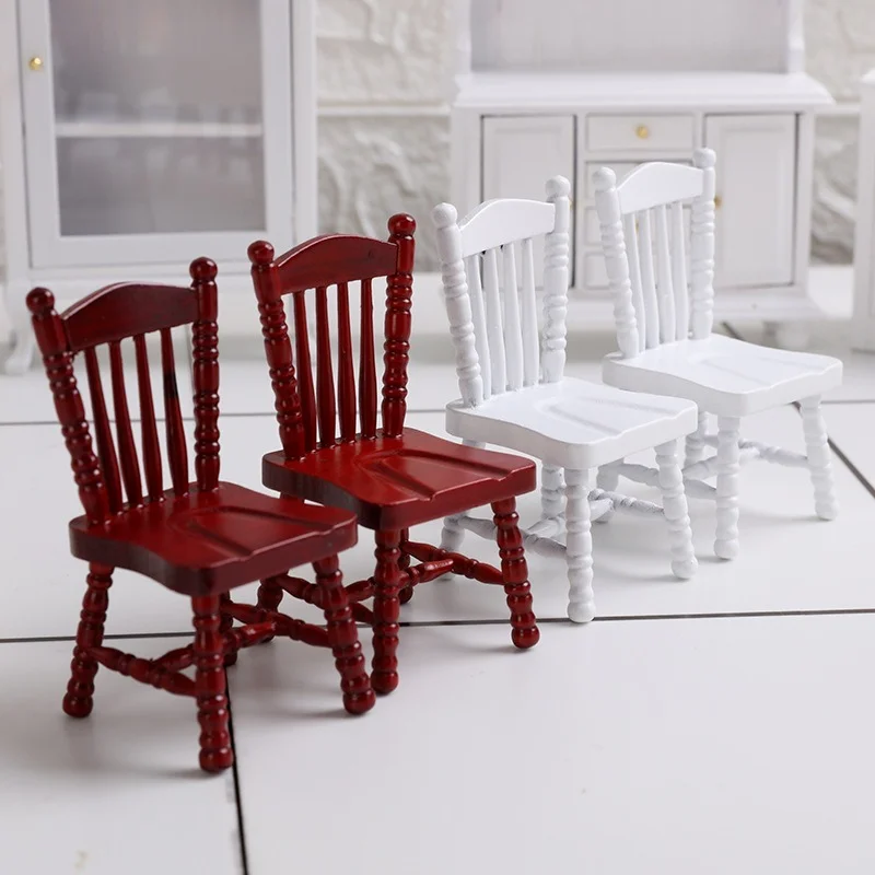 

1:12 Miniature Food Play American Birch Dining Chair European Dining Chair Windsor Chair Model Doll House Accessories Decoration