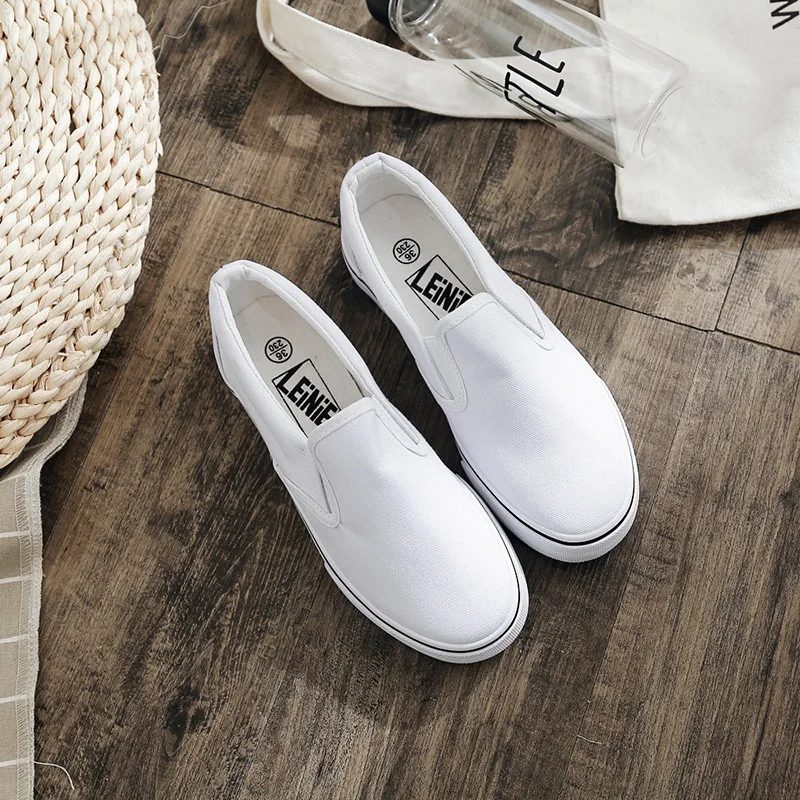 

Hand-painted Canvas Shoes Small White Shoes Lazy One Pedal Spring Trend Men and Women Couple Models Student Elastic Sneakers
