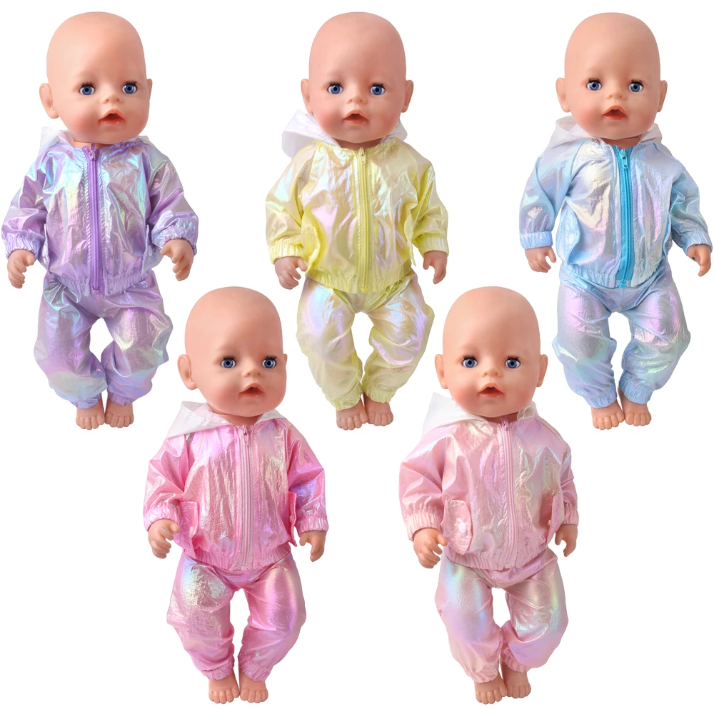 

43 Cm Boy American Dolls Shiny Coloured Sportswear Clothes Born Dress Baby Toy Accessories 18 Inch Girls Gift f937