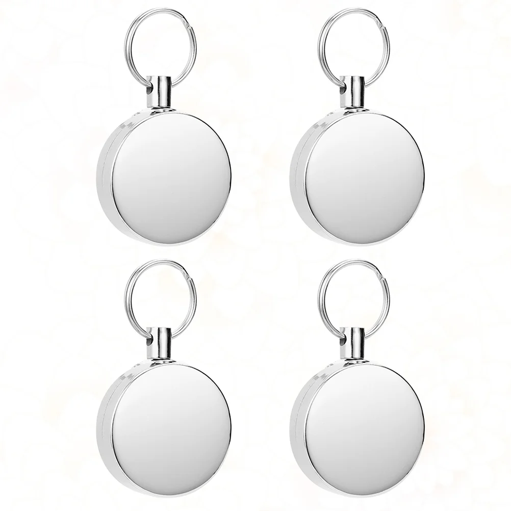 

4 Pcs Anti-Theft Key Holder Telescopic Fishing Pole Ring Stainless Steel Pull Buckle Refined