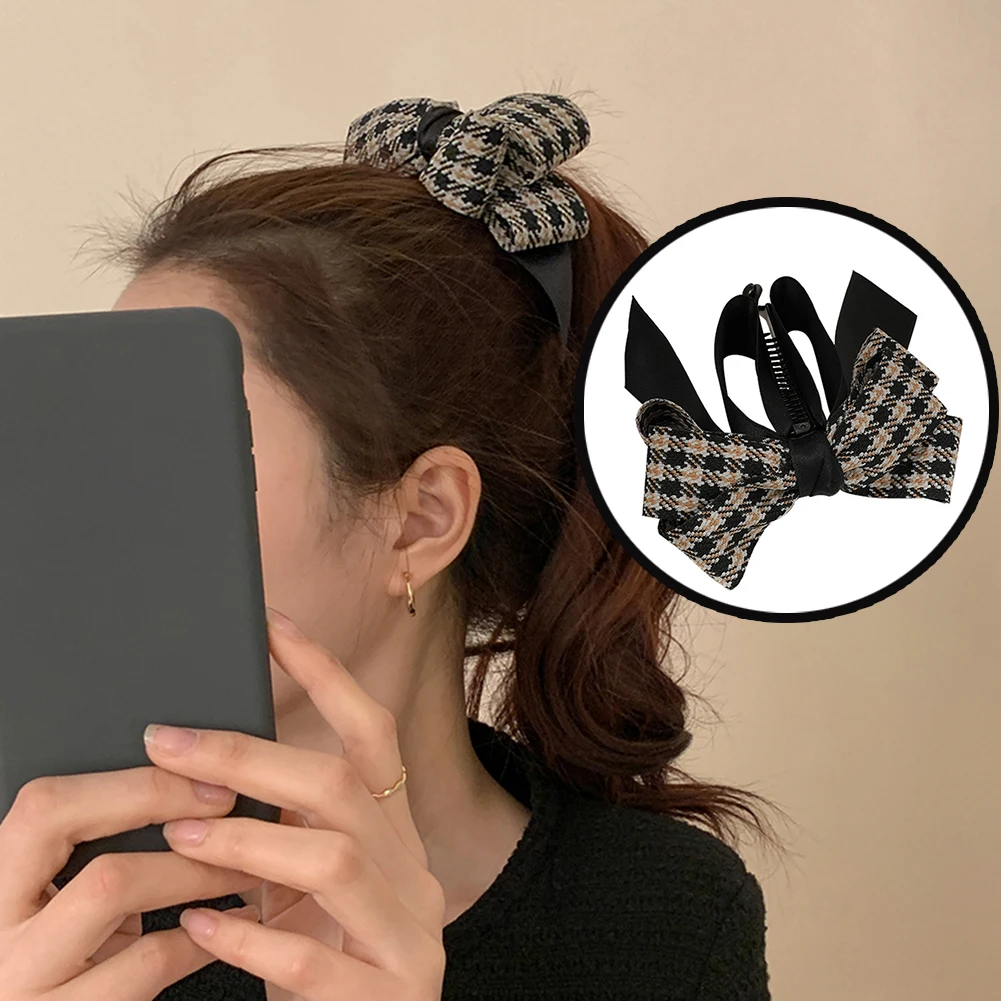 

1Pcs /Set Korea Ribbon Bow Banana Clip Vertical Card Ponytail Clip Vertical Clip Spring Sweet Hair Accessories 2022 Wholesale