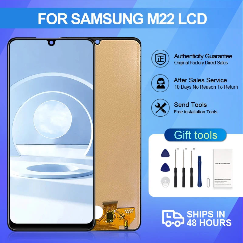 

1Pcs 6.4 Inch M22 4G Display For Samsung Galaxy M22 LCD With Touch Screen Digitizer M225 M225F/DS Assembly With Tools