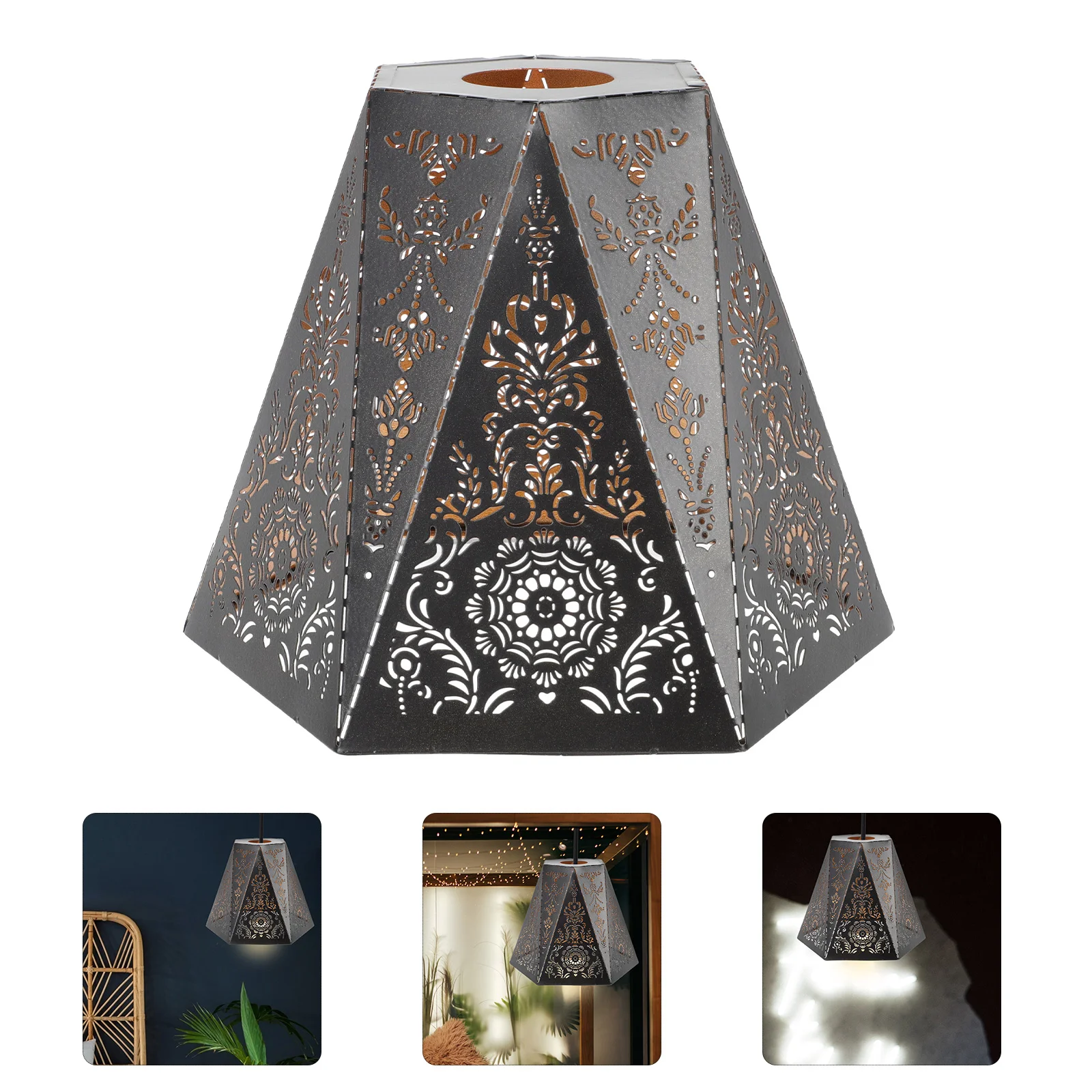 

Lamp Shade Lampshade Light Shades Table Chandelier Coveriron Metal Replacement Bedside Hollow Black Wall Floor Hanging Bulb