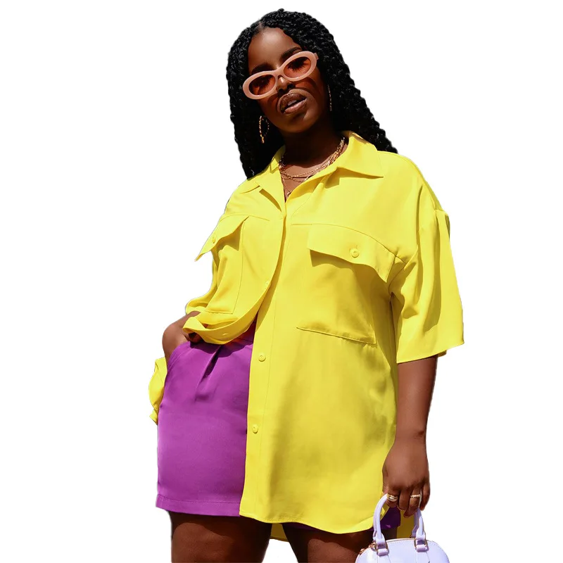 

Ladies Women's Blouse & Shirts Wholesale 2022 Summer Orange Pink Yellow Green short sleeve Loose blouse t shirt Top Elegant