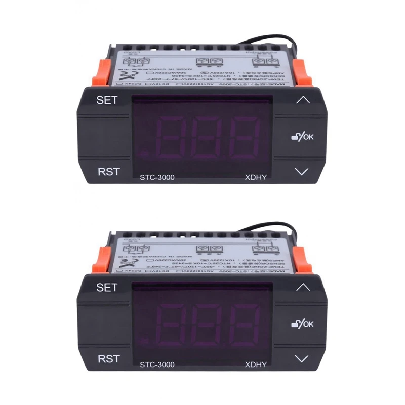 

2X STC-3000 110V-220V 30A Press Digital Temperature Controller Thermostat With Sensor Controlling Tool