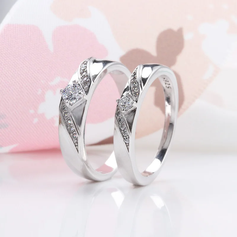 

925 Sterling Silver Female Sweet Ring Finger White Zircon Elegant Couples Ring for Man Woman Fashion Wedding Jewelry Ring Cricle
