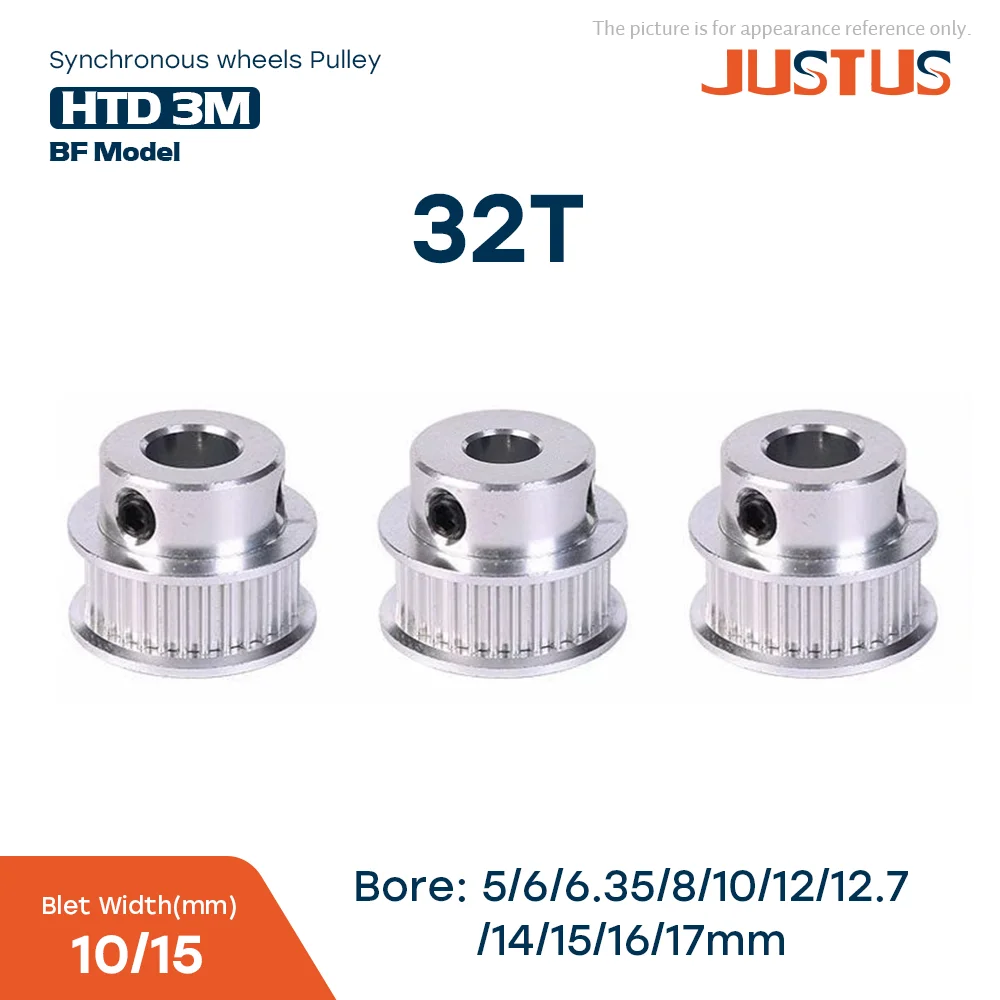 32 зубца HTD 3M Тип BF Шкив ГРМ с шагом шестерни 3 мм Внутреннее отверстие 5/6/6 35/8/10/12/12