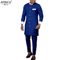 new fashion african clothes for men decorative buttons and pocket neckline cuffs color shirt pants 2 pcs set african men dashiki