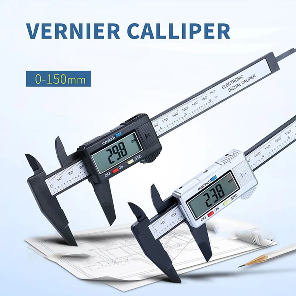 

0-150mm Electronic Digital Display Vernier Caliper Large LCD Screen All Plastic Digital Direct Reading Durable Drop Shipping