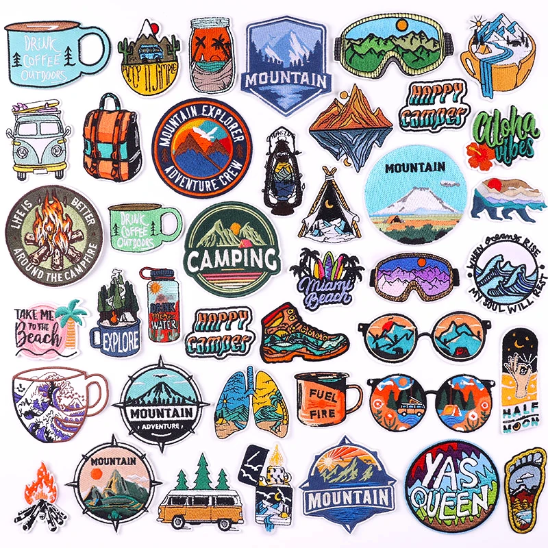 

Outdoor Adventure Patch Iron On Patches On Clothes Mountain Embroidered Patches For Clothing Stickers Sewing Patch Applique