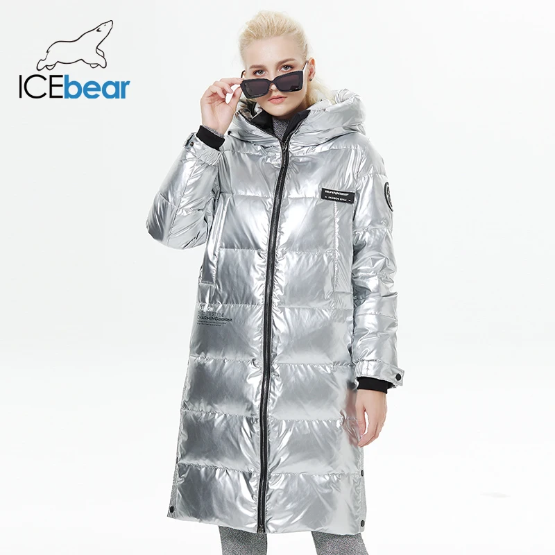 ICEbear 2022 Зимняя Новая удлиненная куртка Модное теплое Женское пальто Повседневная тонкая длинная Брендовая женская парка GWY22527D
