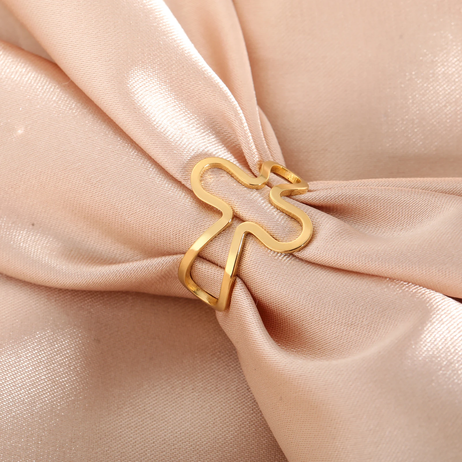 Kkjoy классическое кольцо из нержавеющей стали золотого цвета неправильной формы с