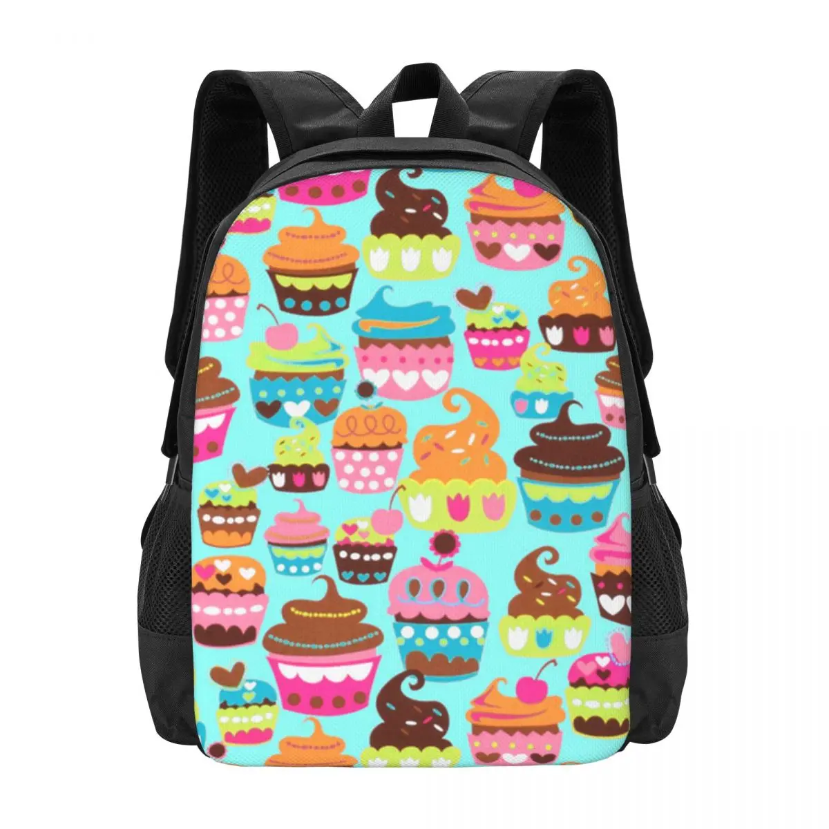 

Turquoise Sweet Treats Cupcake Simple Stylish Student Schoolbag Waterproof Large Capacity Casual Backpack Travel Laptop Rucksack
