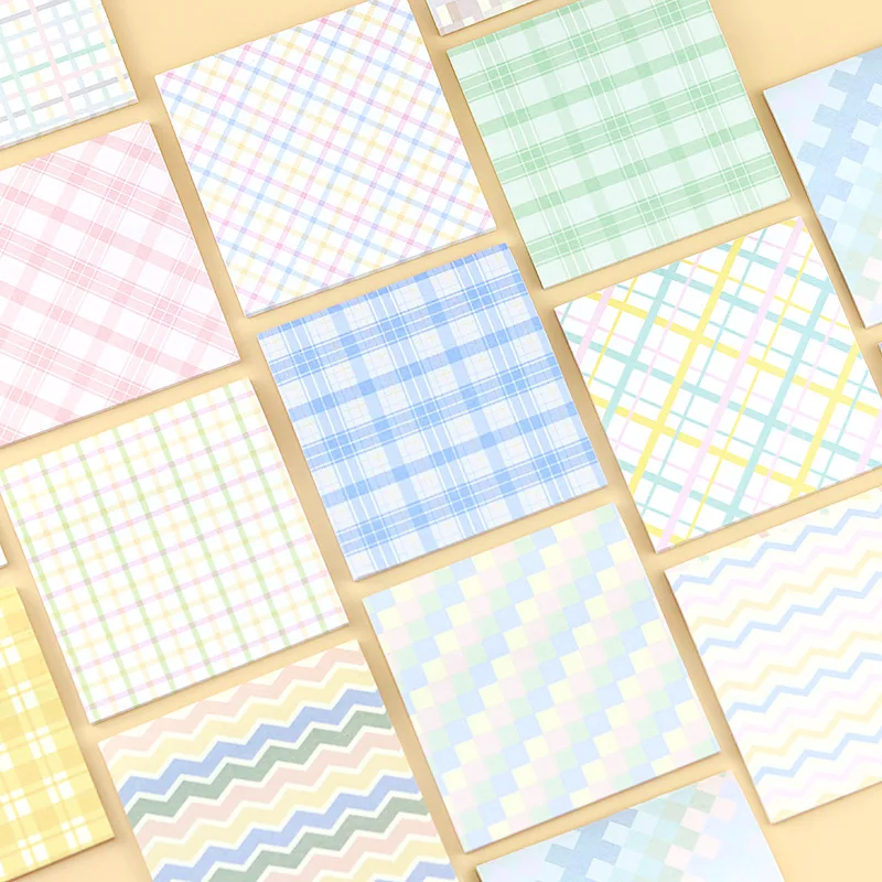 

4pcs Plaid Pattern Sticky Notes Multi-Purpose Memo Pad Stationery Message Posted It Planner Notepads Office School Supplies