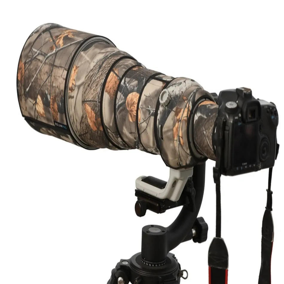 Фото Камуфляжный чехол ROLANPRO для объектива Canon EF 600mm f/4 L IS USM с защитой от сотрясений I Coat, дождевик, чехол для объектива, чехол для пистолетов №4