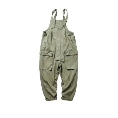 

American Casual Jumpsuit Suspenders for Mens Work Wear Pants Amikaki Fashion Label Workers Work Clothes Loose Suspenders