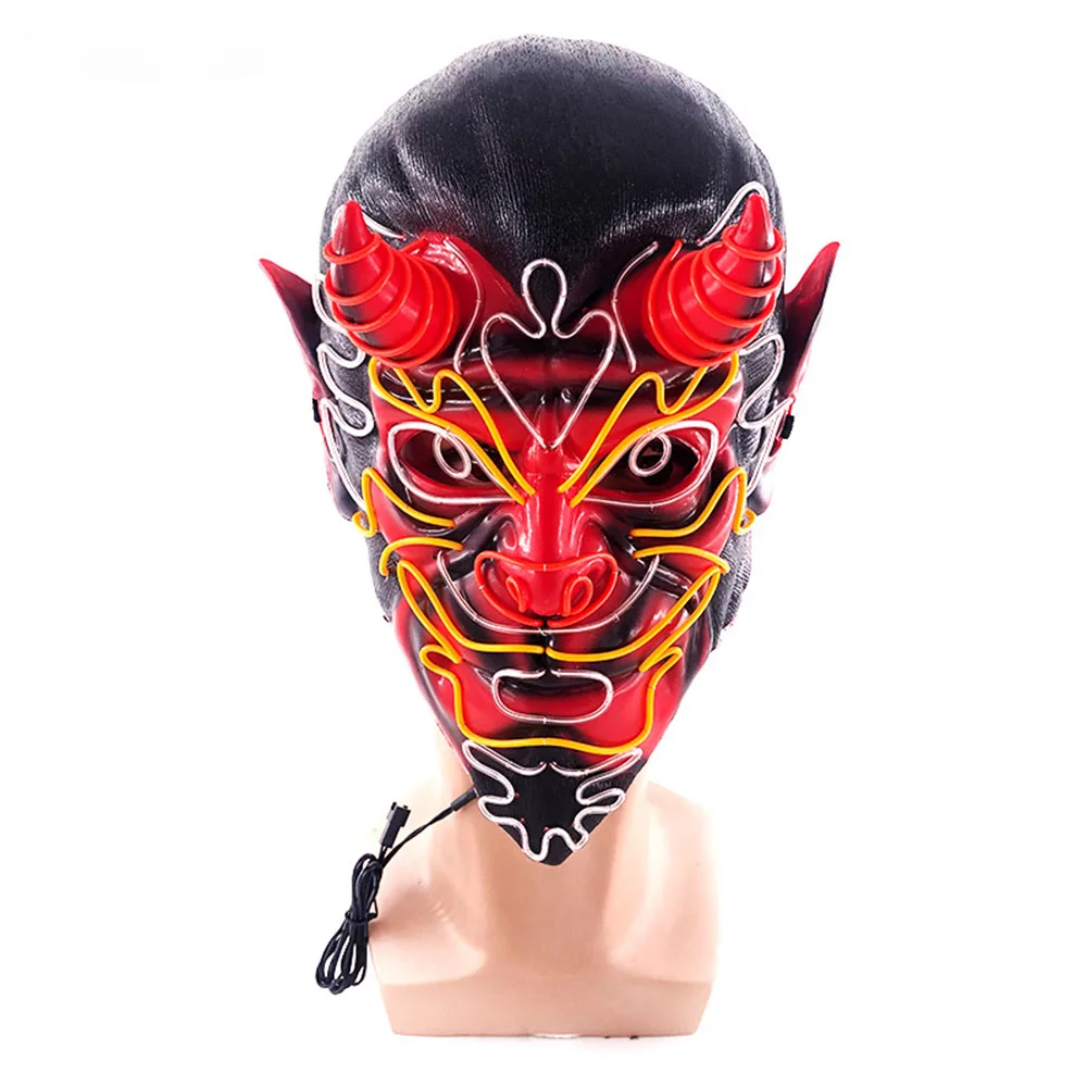 Забавный Хэллоуин с подсветкой косплей маска дракона светодиодная светящаяся