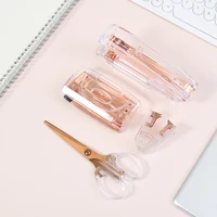 creative rose gold stapler for students staple remover staples tools cute transparent stapler stationery office school supply