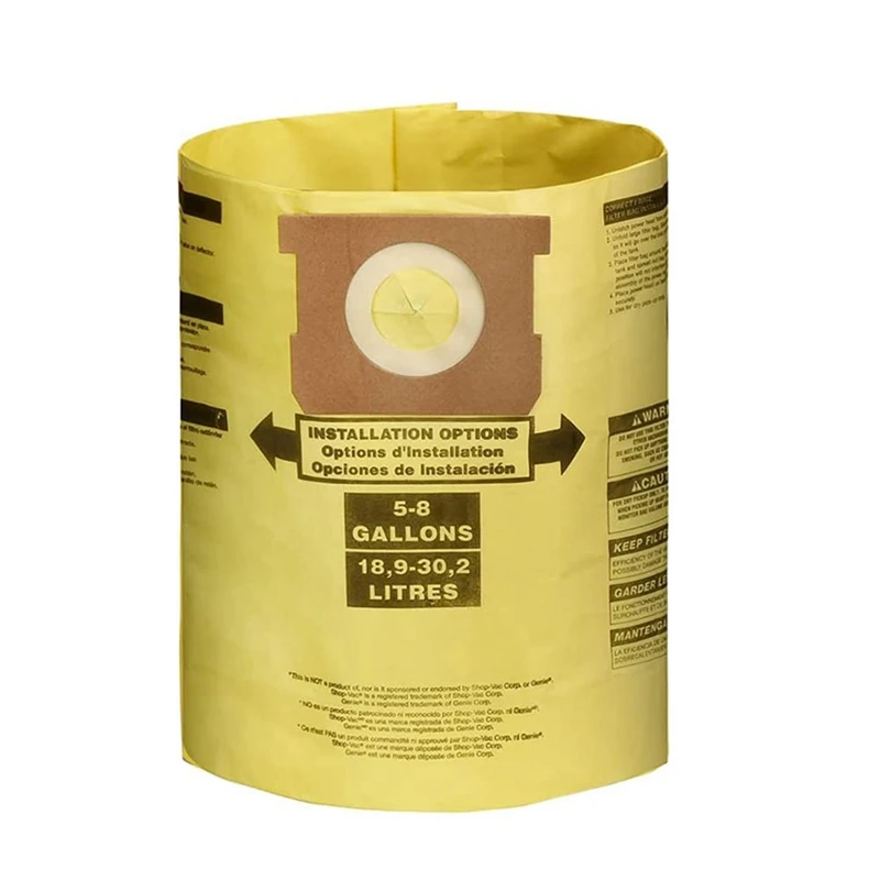 10 Pack Vacuum Dust Filter Bags For 5-8 Gallon Shop Vac Wet Dry Vacuum Cleaners, 90661 906-61 9066100 90671 9067100,Etc