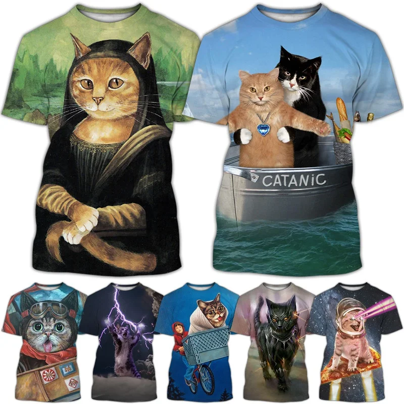 

Новая креативная 3D печать футболка с изображением животного Повседневная модная забавная Футболка-пуловер в уличном стиле футболка с изображением милой кошки
