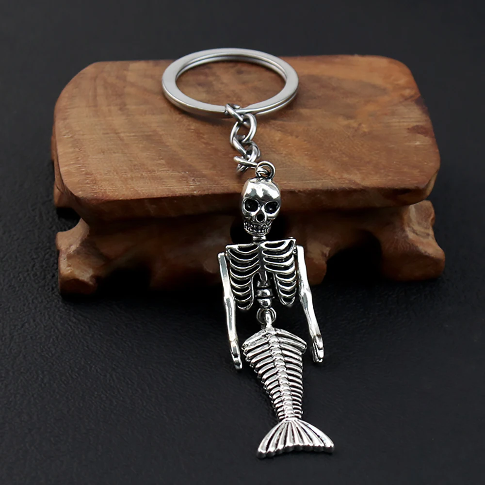 Металлический брелок Скелет Русалки Брелок Череп Брелки Хэллоуин Подарки Для
