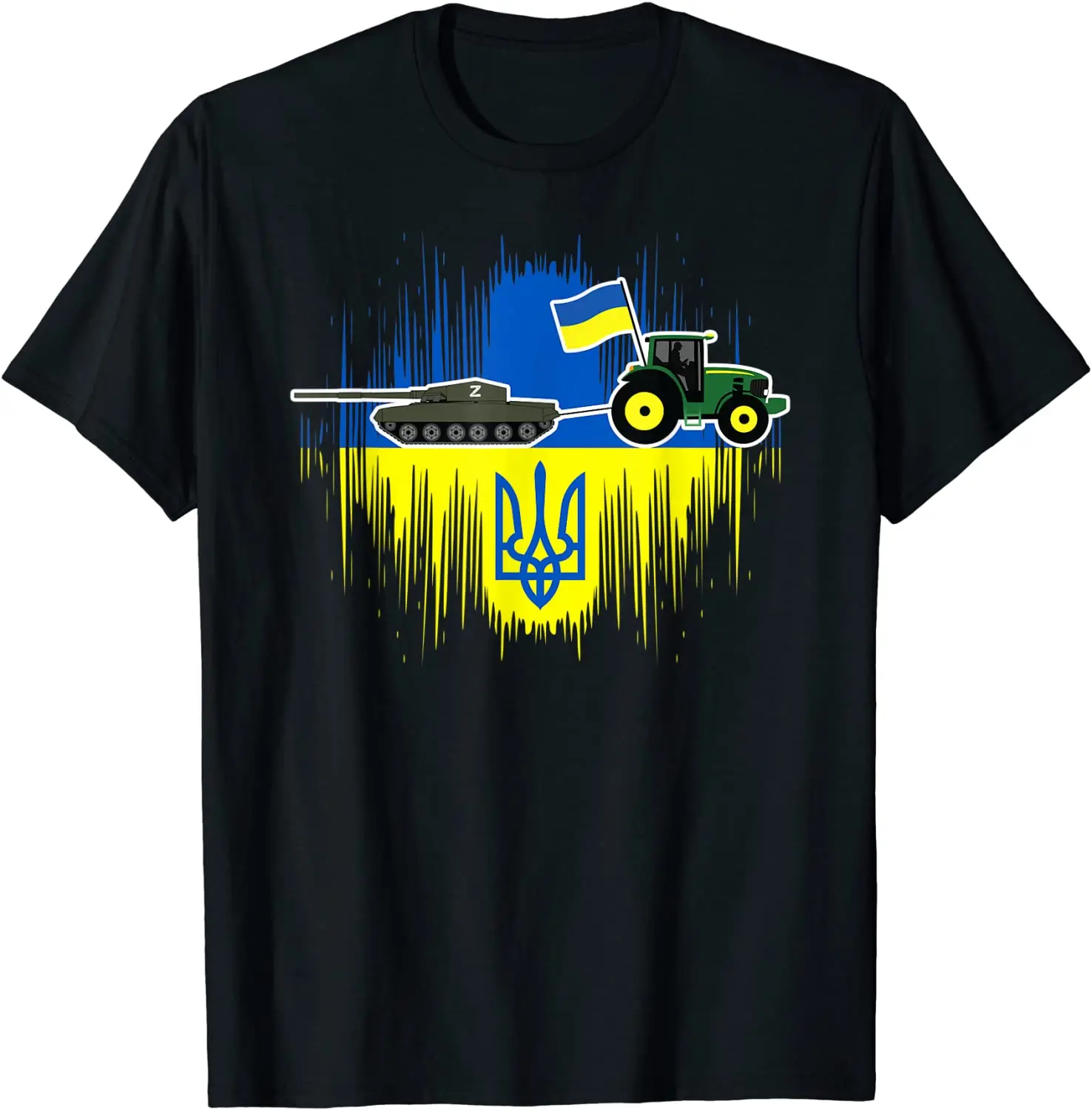 

Ukrainian Farmer Steals Tank Ukraine Flag Tryzub Funny Men T-Shirt Short Sleeve Casual 100% Cotton O-Neck Summer Tees