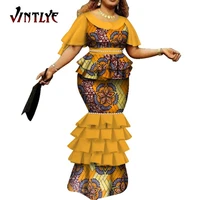 african dresses for women bazin riche traditional african wax print long mermaid dresses women unique sleeve clothing wy7115