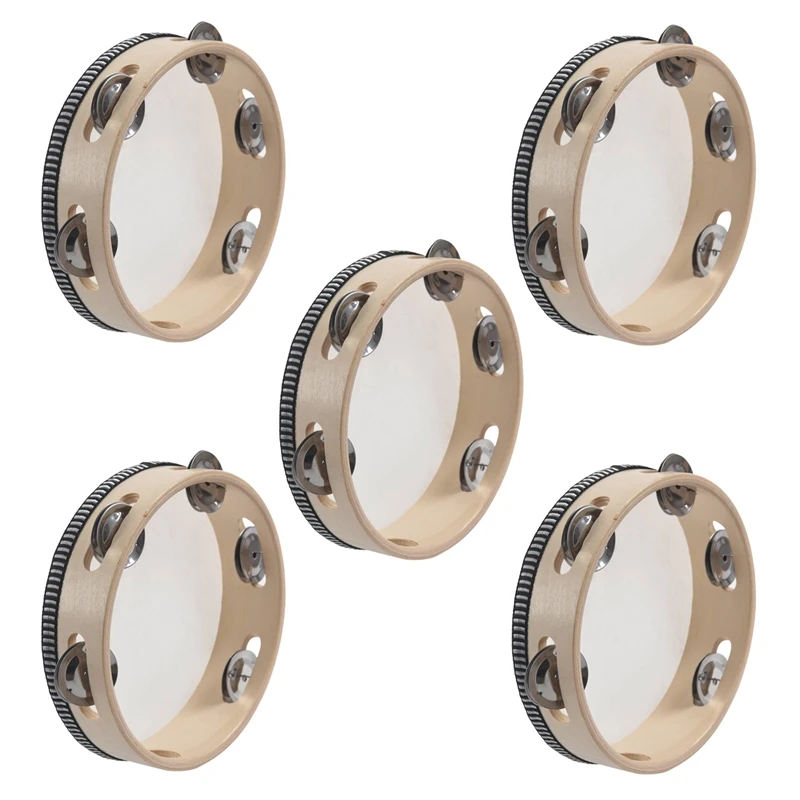 

5X 7 Inch Musical Tambourine Tamborine Drum Round Percussion Gift For KTV Party