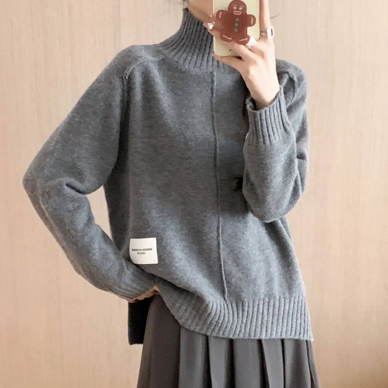 2024 мягкая восковая полуводолазка новый повседневный однотонный свитер толстый