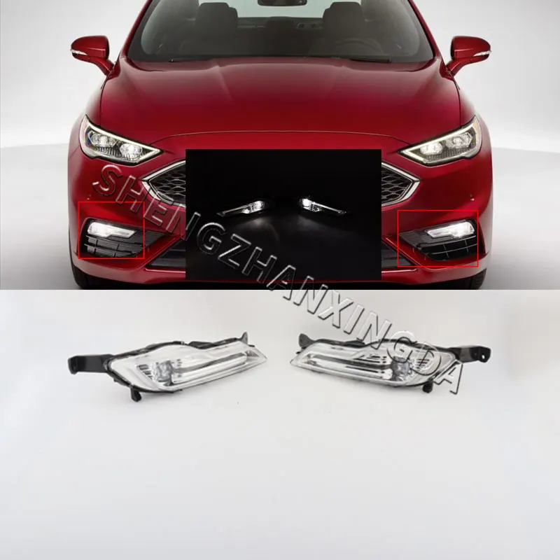 Фото Подходит для Ford Mondeo 2017-2018 гг., светодиодные дневные ходовые огни переднего бампера, передние противотуманные фары, противотуманные фары HS73-15A254-DB №1