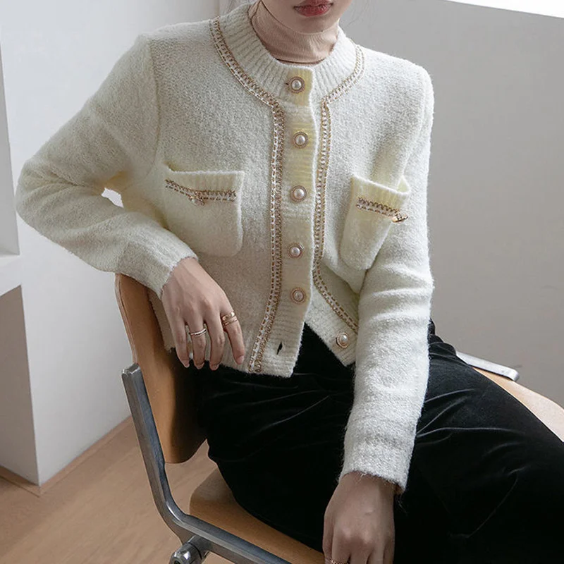 Женский трикотажный топ универсальный кардиган в классическом французском