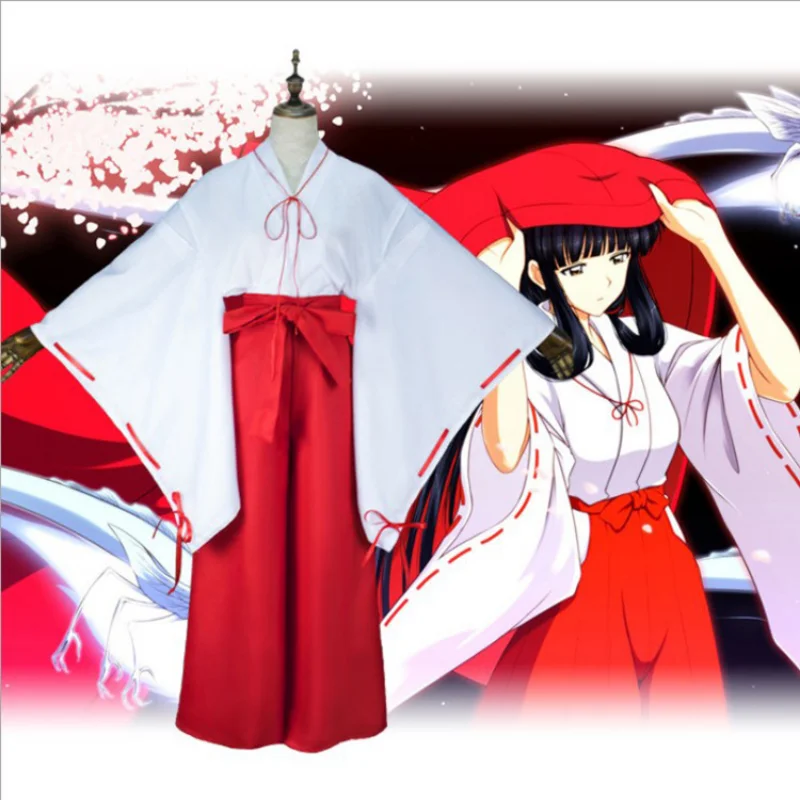 

Anime Kikyou Cosplay Costume Red Kimono Full Set Coat Pants Women Outfits Role Play Suits Halloween Carnival Funny Party