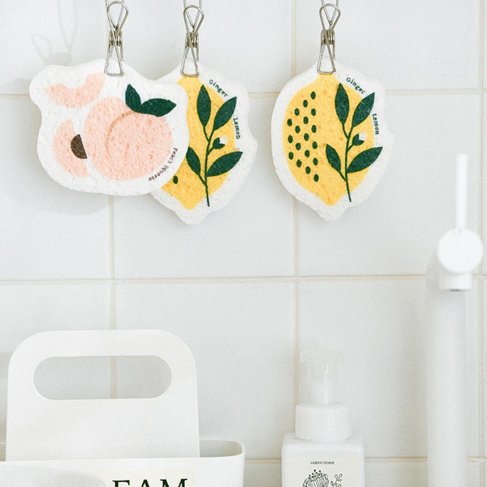 

Кухонная губка, двухсторонние сжатые губки из древесной целлюлозы, многоразовая многофункциональная губка для очистки