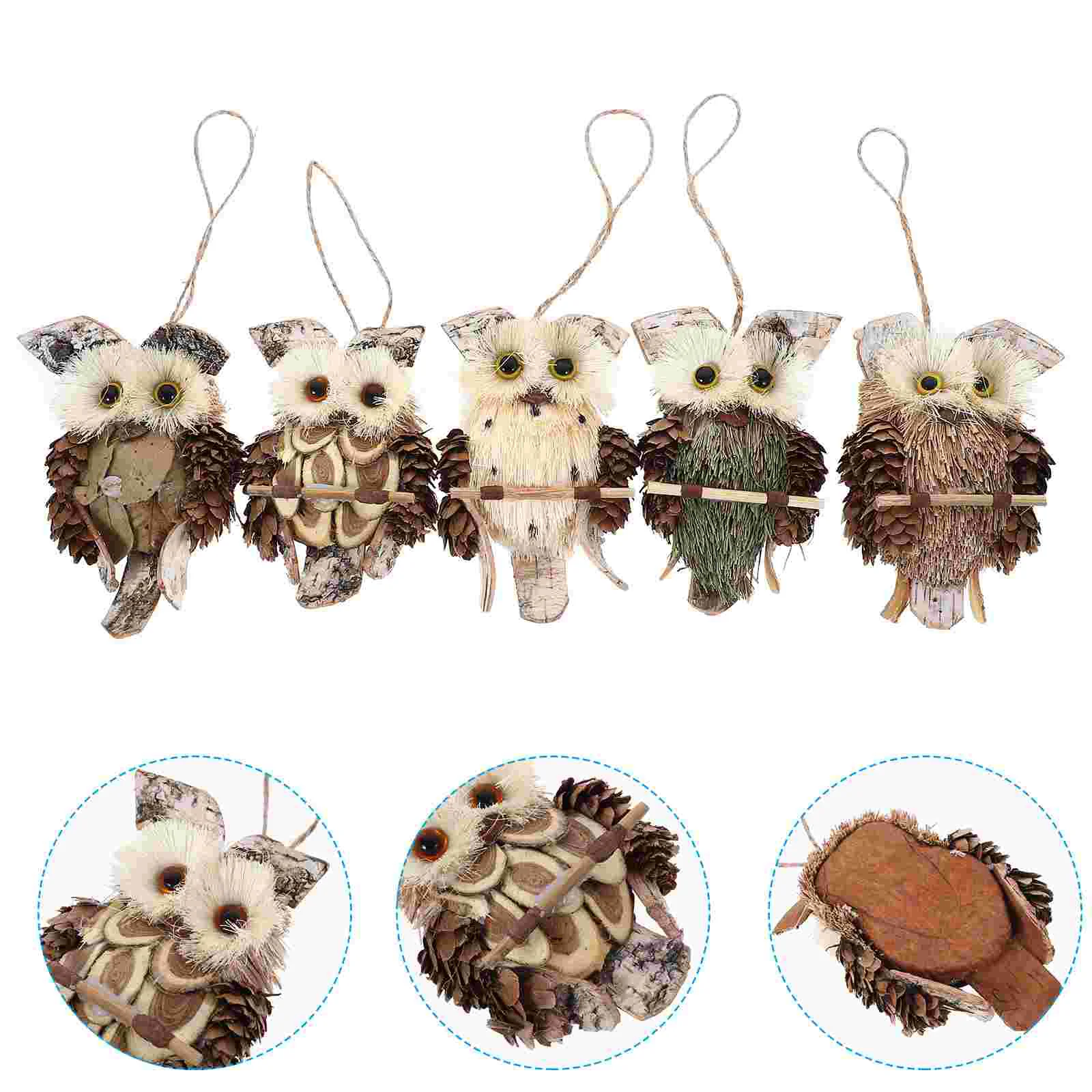 

5 Pcs Owl Wall Decoration Crafts Bling Decorations Home Hanging Wood Outdoor