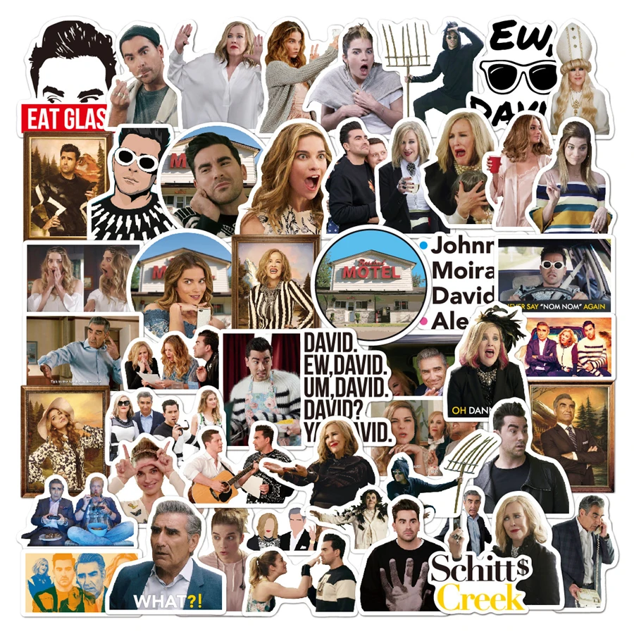 

51 PCS Schitts Creek Theme Stickers for Laptop Funny TV Show Sticker for Luggage Water Bottle Cars Teens Adults Computer Decals