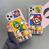hot games super mario phone case for iphone 13 12 11 pro max mini xs 8 7 6 6s plus x se 2020 xr matte candy pink silicone cover