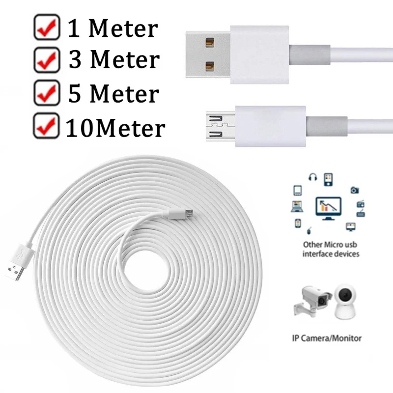 

1M/3M/5M/10M Extra Long Micro Usb Cable for Power Supply Web Camera Remote Charging Wire For Cellphone Tablet PC Power Bank Cord