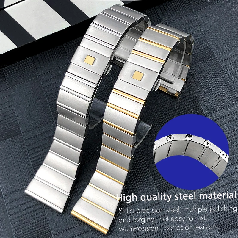 Ремешок для часов из нержавеющей стали 15 мм 17 18 23 25 Omega Constellation Double Eagle серебристый