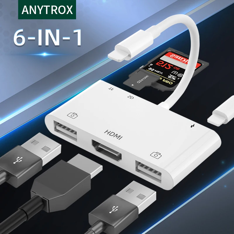 Lightning на 1080P HDMI кабель USB SD TF кардридер OTG цифровой AV многопортовый адаптер