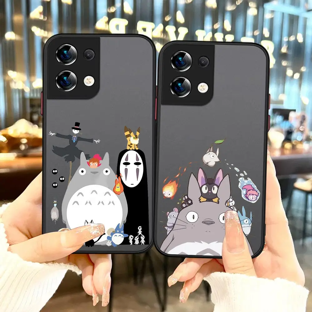 

Anime Spirited Away No Face Man Totoro Matte Phone Case For OPPO Reno 8 7 7Z 6Z 6 5 4 4SE 3 2 2F 2 Z Pro Plus 5G 4G Cover Funda