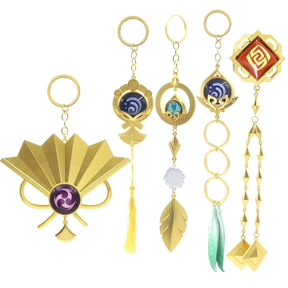

Anime Genshin Impact God's Eye Keychain Wendy Seven Elements Alloy Pendant Keychain for Women Men Party Gift Cosplay Prop