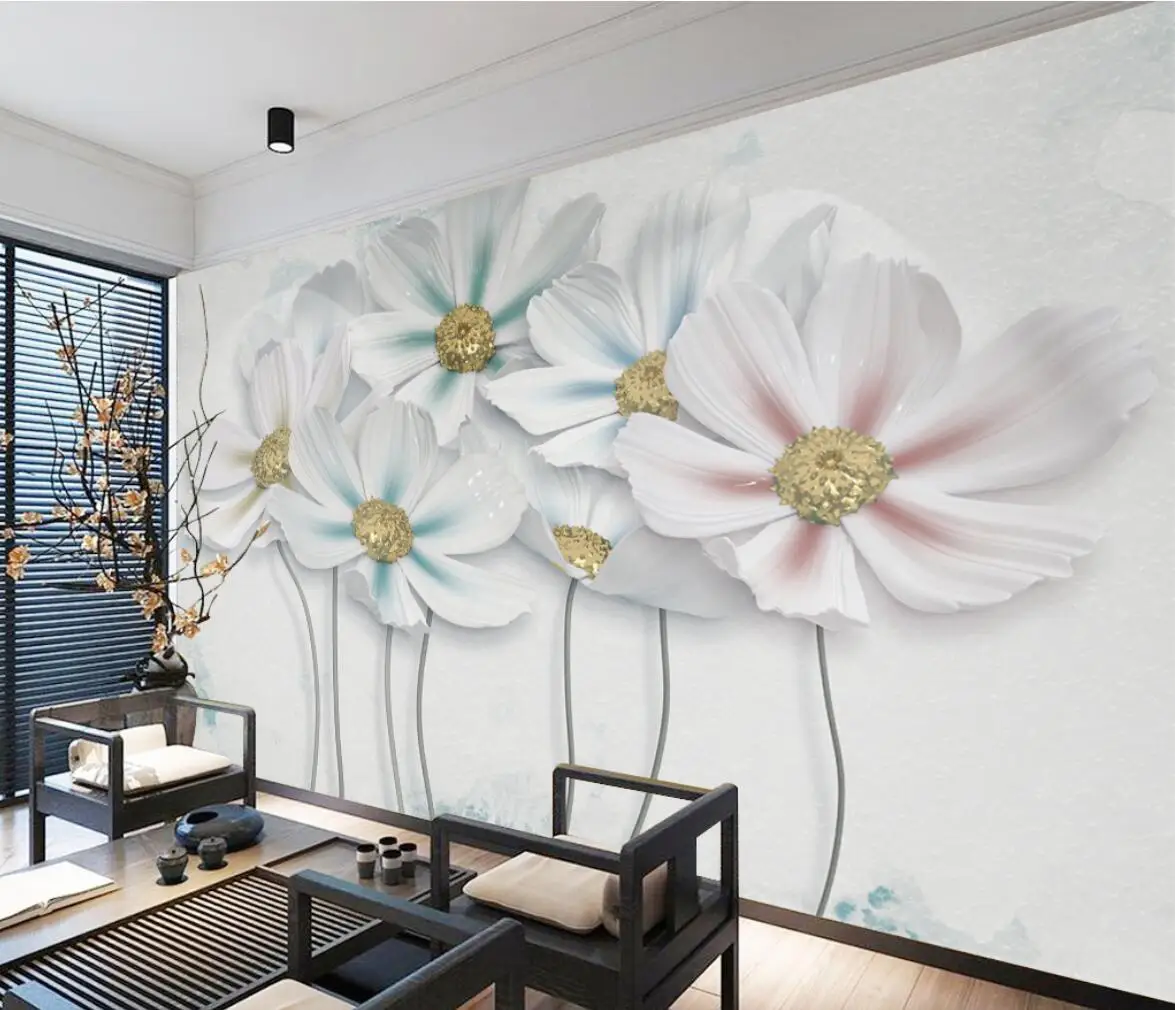Beibehang papel де parede 3d Фото Гостиная золотые ювелирные изделия цветы ТВ фон обои для