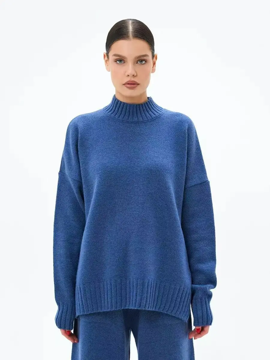 know dreamAutumn and winter warm sweater loose plus size fat MM knitted pullover solid color women's fashion